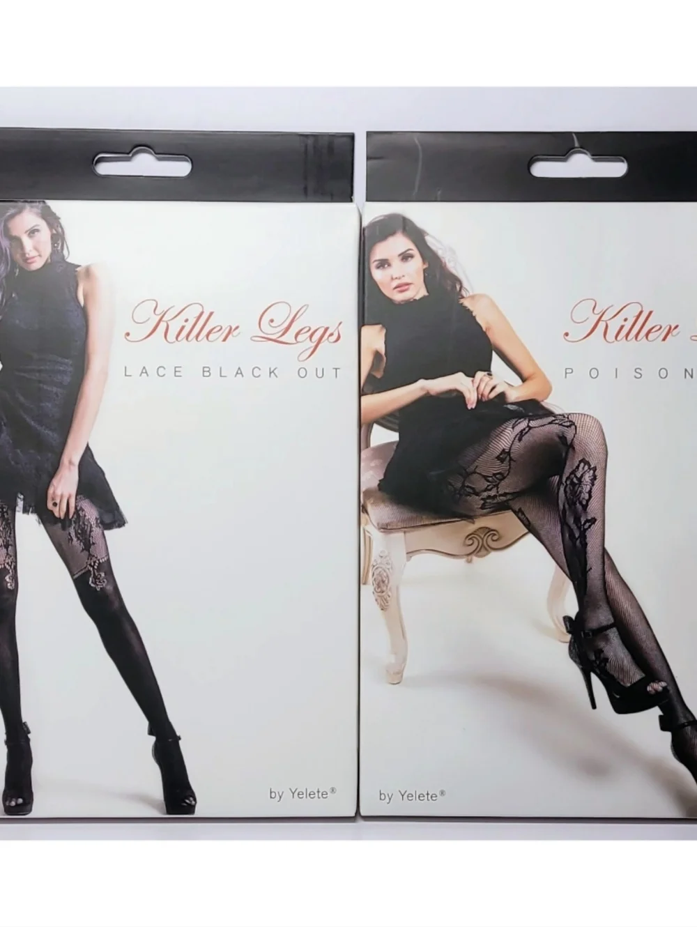 Yelete Killer Legs Fishnet Pantyhose Stocking Lace Black Out & Poison IVY New